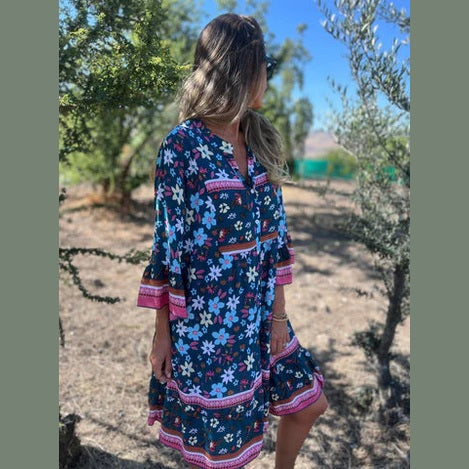 vestido Floral - Tejido Transpirable y Ligero