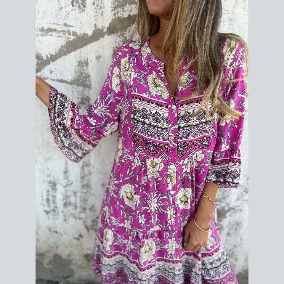 vestido Floral - Tejido Transpirable y Ligero