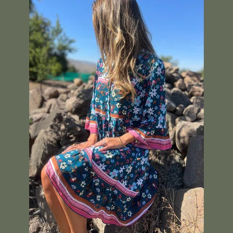 vestido Floral - Tejido Transpirable y Ligero