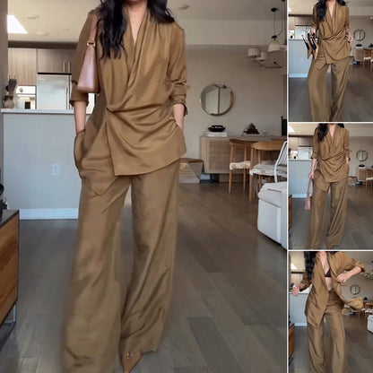 Conjunto Asimétrico y de Pierna Ancha -  Resistente a las arrugas