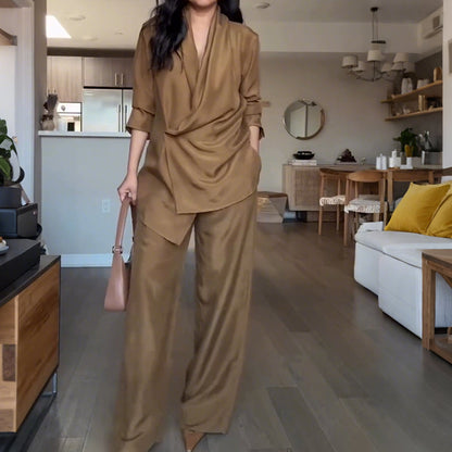 Conjunto Asimétrico y de Pierna Ancha -  Resistente a las arrugas