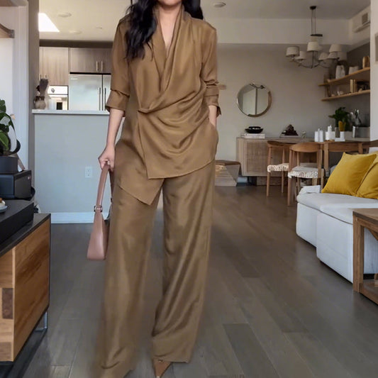 Conjunto Asimétrico y de Pierna Ancha -  Resistente a las arrugas