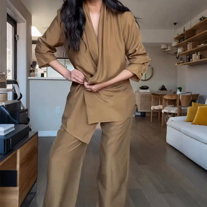 Conjunto Asimétrico y de Pierna Ancha -  Resistente a las arrugas