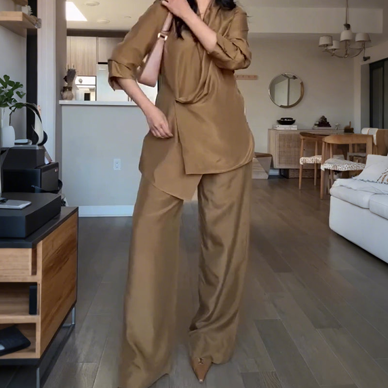 Conjunto Asimétrico y de Pierna Ancha -  Resistente a las arrugas