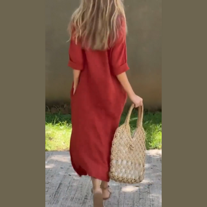 Vestido largo que respira verano - estilo y naturalidad en cada paso