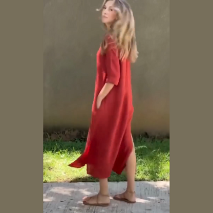 Vestido largo que respira verano - estilo y naturalidad en cada paso