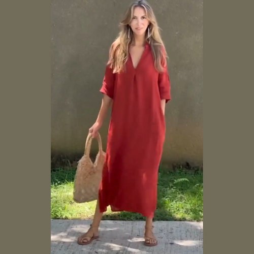 Vestido largo que respira verano - estilo y naturalidad en cada paso